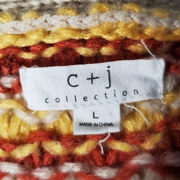 COCO + JAIMESON Orange & Yellow Striped Open Cardigan Sweater with Pockets - Picture 5 of 7